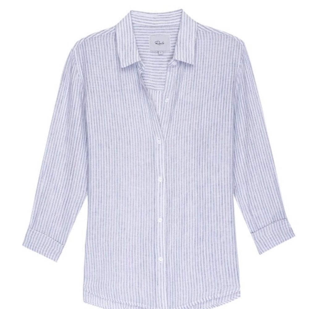 Rails Sydney Sparkler Stripe w/Metallic Threading Button Down Linen Shirt, Small